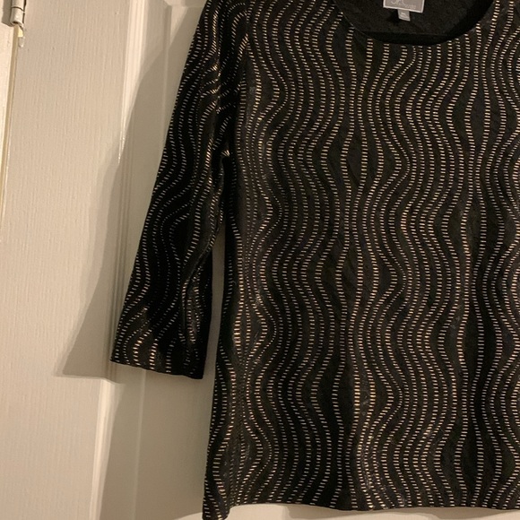 Jm Collection - Petite Sequin 3/4-Sleeve Top,  Deep Black - Size P/L - Picture 2 of 5
